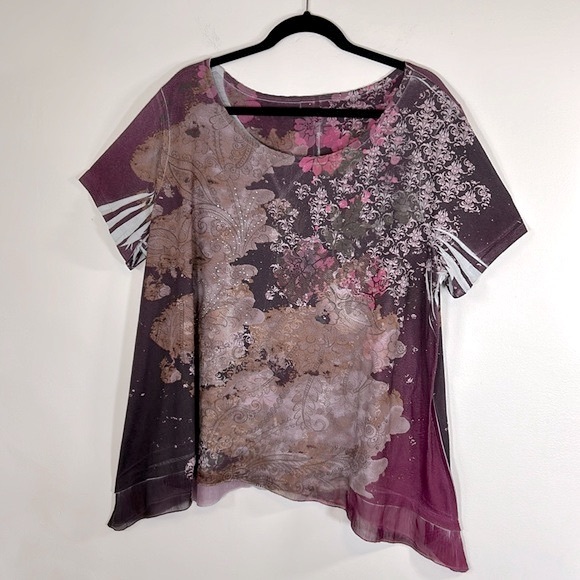 Fashion Bug Vintage Y2K Embellished Flowy Handkerchief Hem Women’s Size 2X Top - Picture 1 of 14